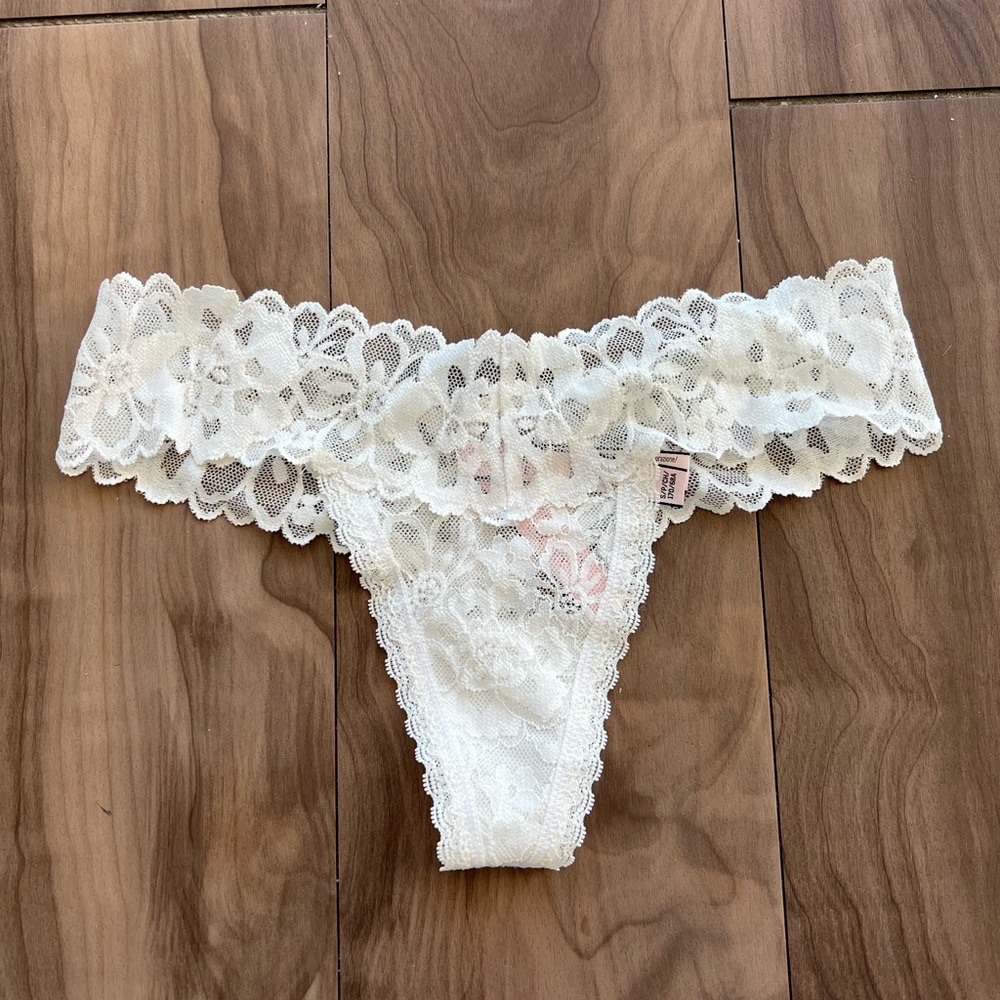 Victoria's Secret Cream Lace Thong